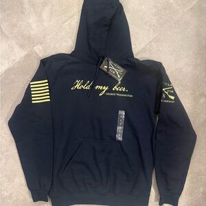 Grunt Style Navy Hoodie with Gold Accents Size Small